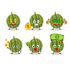 Watermelon cartoon character with cute emoticon bring money