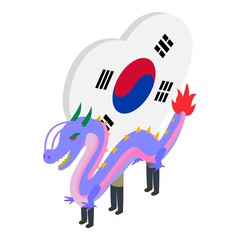 Dancing dragon icon. Isometric illustration of dancing dragon vector icon for web