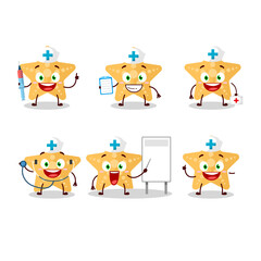 Doctor profession emoticon with yellow starfish cartoon character