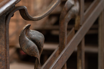 Beautiful metal decor with rust on the architecture of the early 20th century
