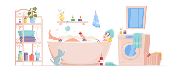 Girl relaxing in bath