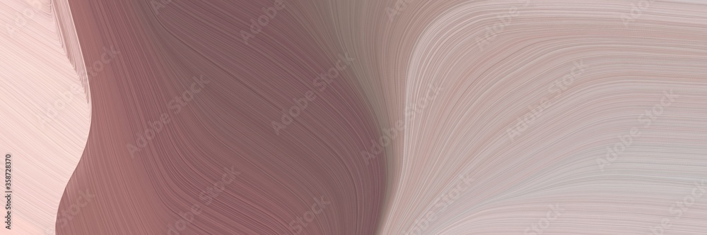 Poster abstract flowing banner design with silver, pastel brown and ash gray colors. fluid curved lines wit