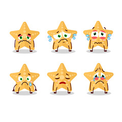 Yellow starfish cartoon character with sad expression