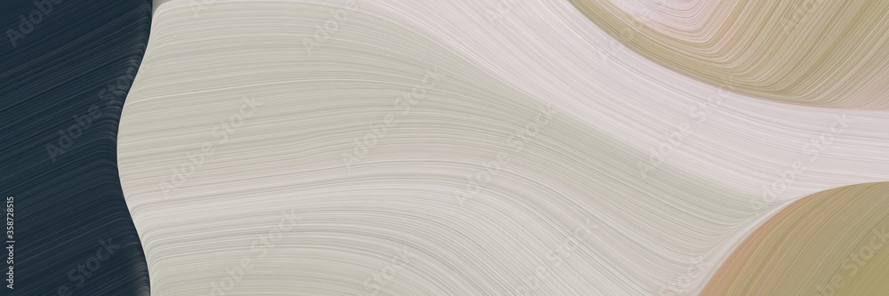 Poster abstract colorful designed horizontal header with silver, very dark blue and rosy brown colors. fluid curved lines with dynamic flowing waves and curves for poster or canvas