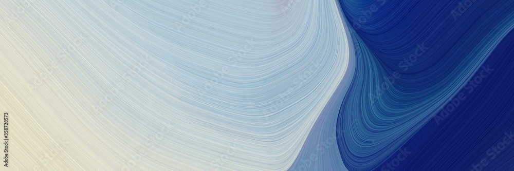 Poster abstract surreal horizontal banner with midnight blue, light gray and light slate gray colors. fluid