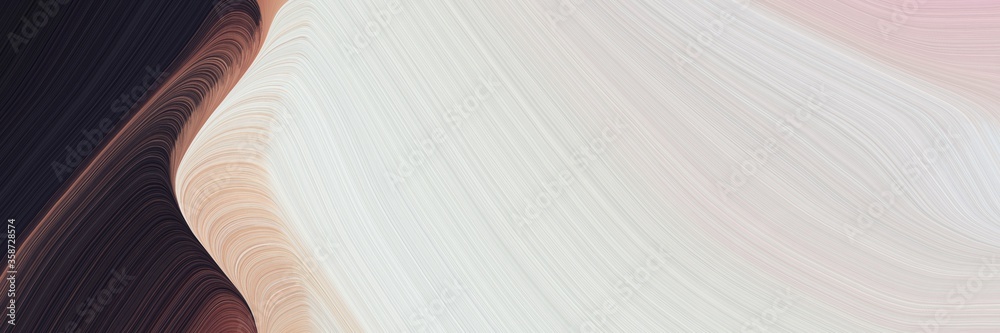 Poster abstract flowing banner design with light gray, very dark blue and pastel brown colors. fluid curved