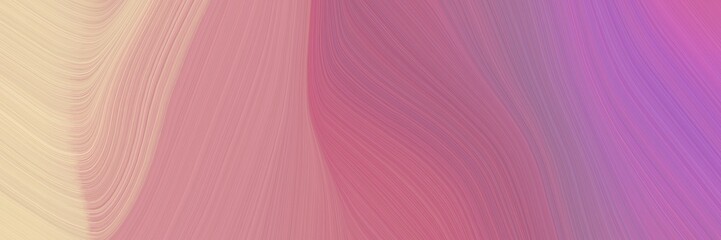 abstract decorative designed horizontal banner with pale violet red, wheat and medium orchid colors. fluid curved lines with dynamic flowing waves and curves for poster or canvas