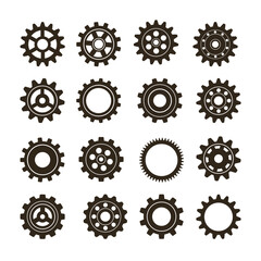 Set of gears on a white background. Vector collection of icons.