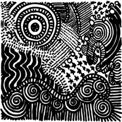 Vector illustration of black and white abstract graphic swirl pattern/background.