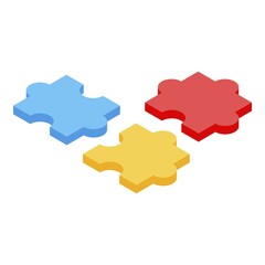 Kindergarten puzzle icon. Isometric of kindergarten puzzle vector icon for web design isolated on white background