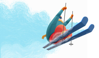 Fototapeta premium Alpine skier jumping in the air