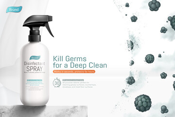 Disinfectant spray ad template - obrazy, fototapety, plakaty