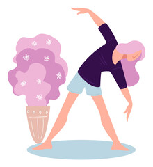 Woman working out at home, healthy lifestyle activities