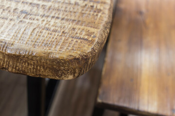 Fototapeta na wymiar Edge and corner of old wooden table top.