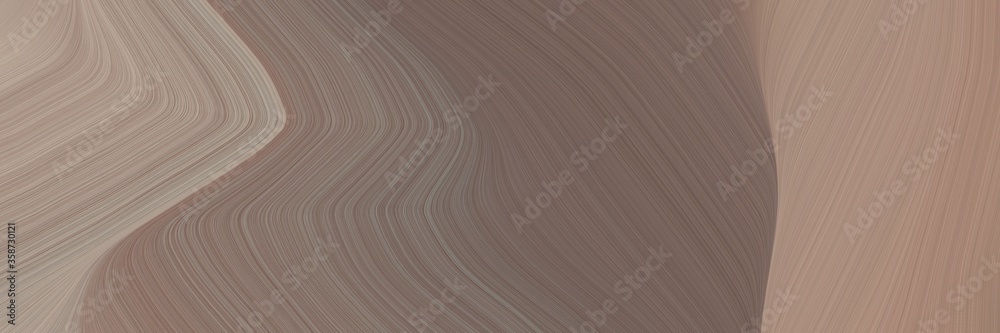 Aufkleber abstract dynamic designed horizontal header with gray gray, pastel brown and rosy brown colors. fluid curved flowing waves and curves for poster or canvas
