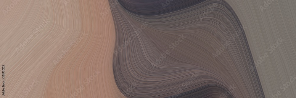 Poster abstract colorful horizontal banner with dim gray, rosy brown and dark slate gray colors. fluid curv