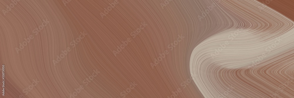 Fototapete abstract moving horizontal banner with pastel brown, dark gray and rosy brown colors. fluid curved l