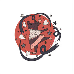 Hippo ballerina dancing with ribbons.