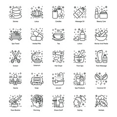 
Spa Accessories line Icons Pack 
