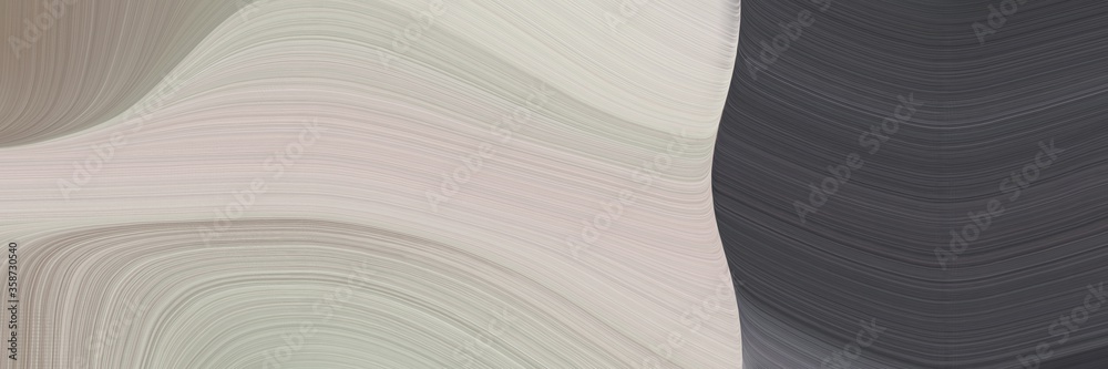 Poster abstract flowing designed horizontal header with dark slate gray, silver and gray gray colors. fluid curved flowing waves and curves for poster or canvas