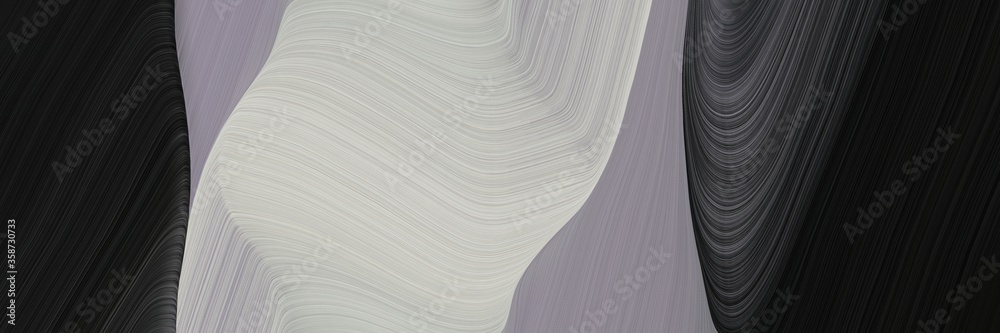 Poster abstract surreal designed horizontal banner with very dark green, ash gray and dark slate gray colors. fluid curved flowing waves and curves for poster or canvas