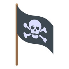 Pirate ship flag icon. Isometric of pirate ship flag vector icon for web design isolated on white background