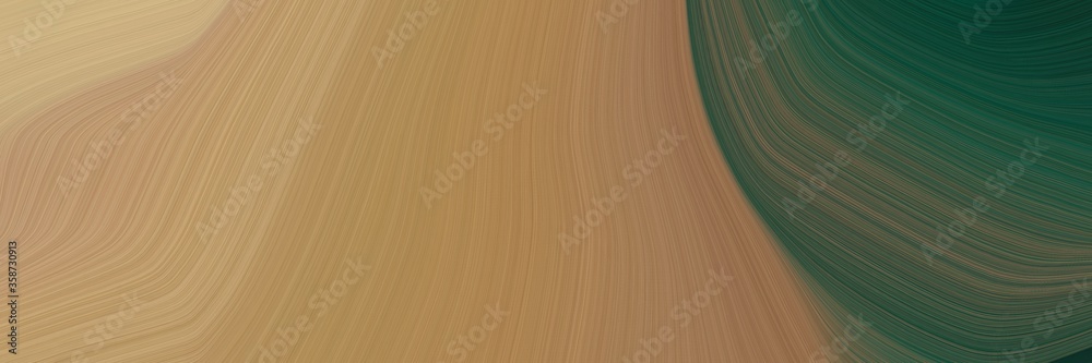 Poster abstract modern header with peru, dark slate gray and dark olive green colors. fluid curved lines with dynamic flowing waves and curves for poster or canvas