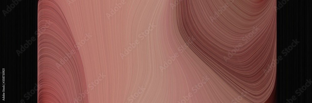 Poster abstract flowing banner with pastel brown, black and old mauve colors. fluid curved flowing waves an