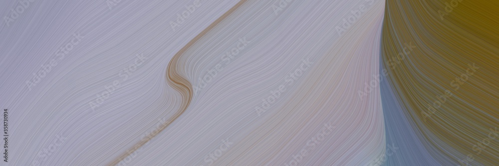 Poster abstract decorative horizontal header with dark gray, dark olive green and dim gray colors. fluid curved lines with dynamic flowing waves and curves for poster or canvas