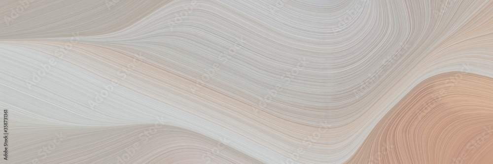 Poster abstract surreal horizontal header with silver, rosy brown and baby pink colors. fluid curved lines with dynamic flowing waves and curves for poster or canvas