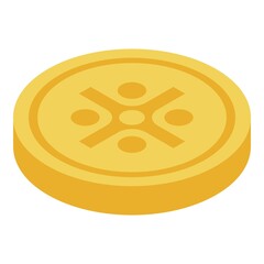 Gold pirate coin icon. Isometric of gold pirate coin vector icon for web design isolated on white background