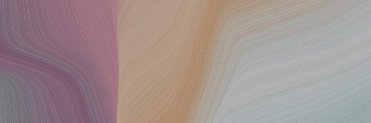 abstract moving horizontal header with rosy brown, ash gray and dim gray colors. fluid curved lines with dynamic flowing waves and curves for poster or canvas
