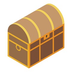 Pirate dower chest icon. Isometric of pirate dower chest vector icon for web design isolated on white background
