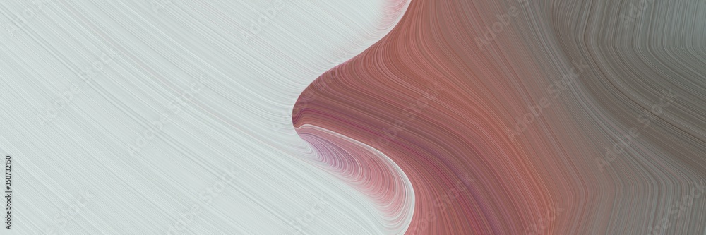 Aufkleber abstract surreal designed horizontal banner with light gray, pastel brown and rosy brown colors. fluid curved lines with dynamic flowing waves and curves for poster or canvas