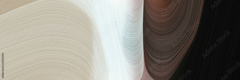 Poster abstract flowing horizontal banner with very dark green, pastel gray and old mauve colors. fluid curved lines with dynamic flowing waves and curves for poster or canvas