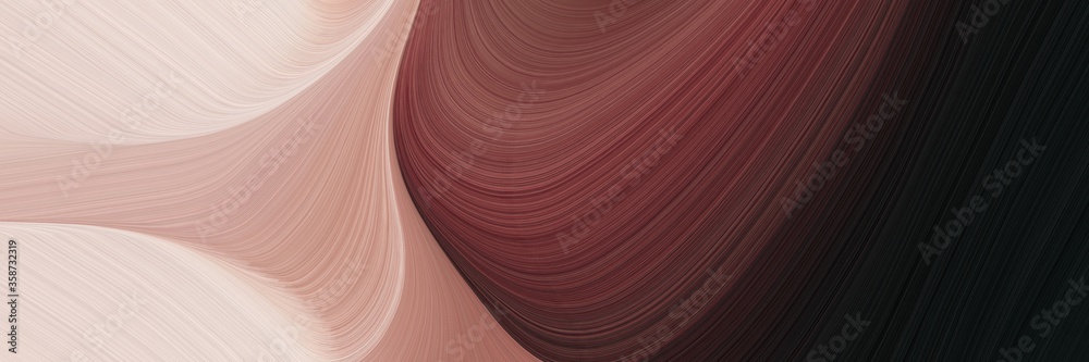Poster abstract flowing header design with very dark pink, pastel gray and pastel brown colors. fluid curved lines with dynamic flowing waves and curves for poster or canvas