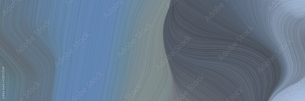 Poster abstract surreal header with slate gray, dark slate gray and pastel blue colors. fluid curved lines with dynamic flowing waves and curves for poster or canvas