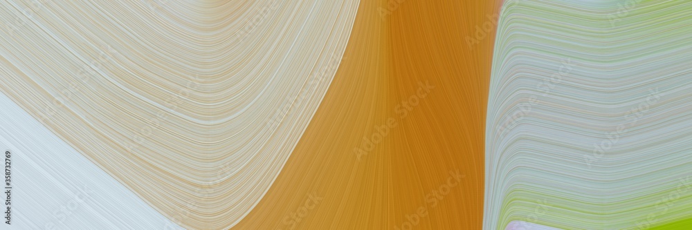 Poster abstract moving designed horizontal banner with ash gray, dark golden rod and dark khaki colors. fluid curved flowing waves and curves for poster or canvas