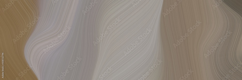 Fototapete abstract flowing designed horizontal header with gray gray, pastel brown and dark gray colors. fluid curved lines with dynamic flowing waves and curves for poster or canvas