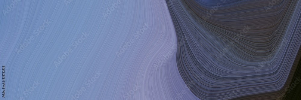 Poster abstract dynamic horizontal header with light slate gray, very dark blue and dark slate gray colors. fluid curved flowing waves and curves for poster or canvas