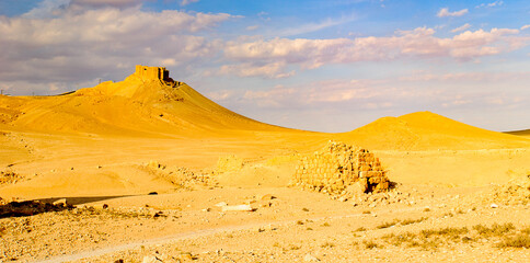 Fototapeta na wymiar landscape of the desert of Syria, near Palmyra