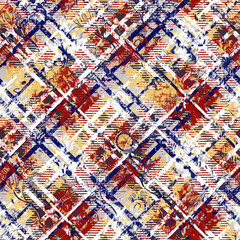 plaid fabric texture /chic grunge checks texture effect on floral seamless pattern. Distressed overlay texture design illustration for Print. Fabric, Cloth, Scarf, Wallpaper, Wrapping, t shirt, linens