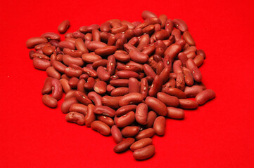 Kidney Beans, Close Up against red background