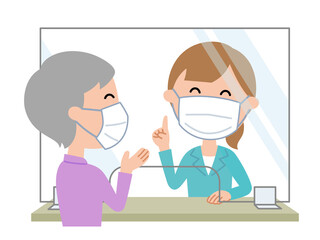 受付  ウイルス感染予防のためアクリル板を設置