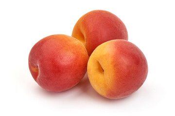 Red apricots, ripe nectarines, isolated on white background