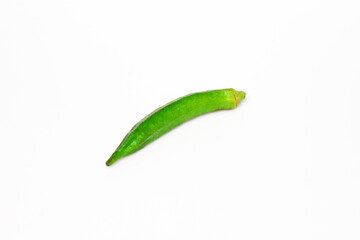 Isolated.Okra, Lady’s finger, Gombo, Gumbo, Bendee, Quimbamto's seed on the white background.
