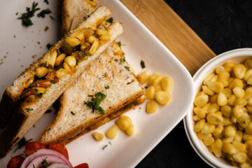 Delicious cheese corn sandwich