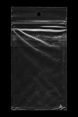 Texture of Clear Grunge Plastic Bag on Black Background