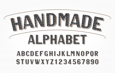 Handmade alphabet font. Vintage messy handwritten letters and numbers. Stock vector typescript for your typography design.