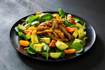 Baked Honey Mustard Chicken with avocado and salads